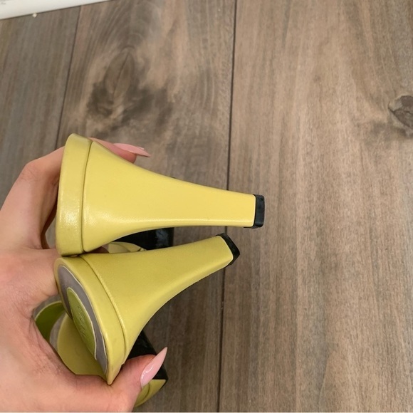 Vtg 90s Y2K Gianni Bini backless genuine leather slide heels green size 8 - Picture 4 of 6